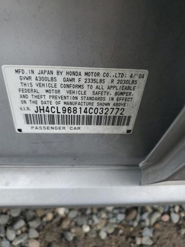 JH4CL96814C032772 - 2004 ACURA TSX SILVER photo 12