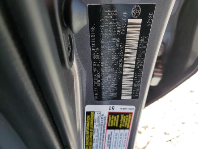 4T1B11HK2KU855971 - 2019 TOYOTA CAMRY L GRAY photo 13
