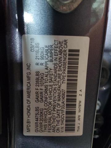 1HGCV1F33JA145827 - 2018 HONDA ACCORD SPORT Gri fotoğraf 12