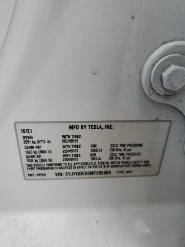 5YJYGDEE0MF295909 - 2021 TESLA MODEL Y Blanc photo 14