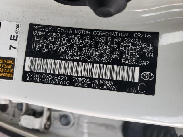 JTDKARFP9J3097827 - 2018 TOYOTA PRIUS PRIM 白色 照片 12