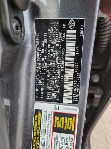 4T4BF1FK3DR319625 - 2013 TOYOTA CAMRY L ნაცრისფერი ფოტო 12