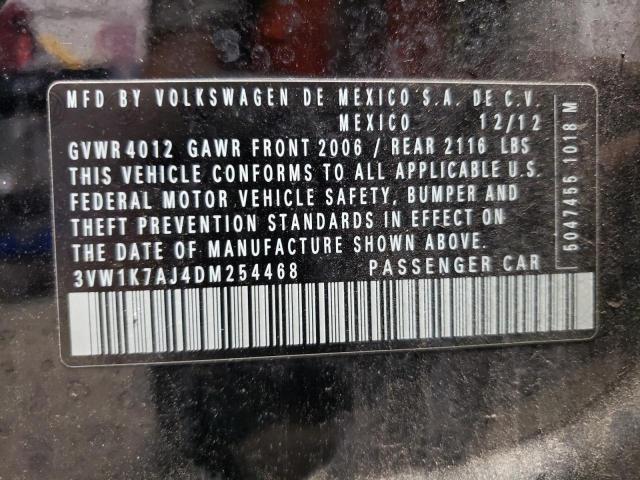 3VW1K7AJ4DM254468 - 2013 VOLKSWAGEN JETTA BASE Czarny zdjęcie 12