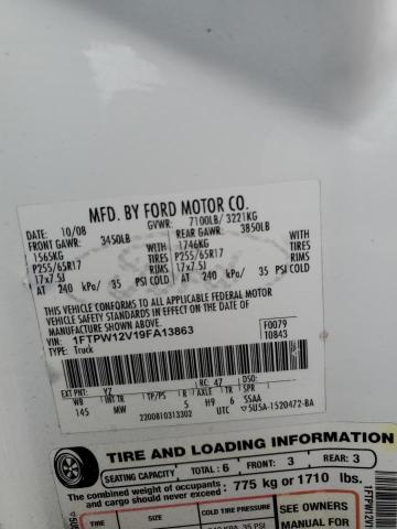 1FTPW12V19FA13863 - 2009 FORD F150 SUPERCREW WHITE photo 12