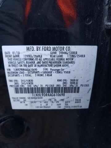 1LNHL9DR4AG610690 - 2010 LINCOLN MKS BLACK photo 12