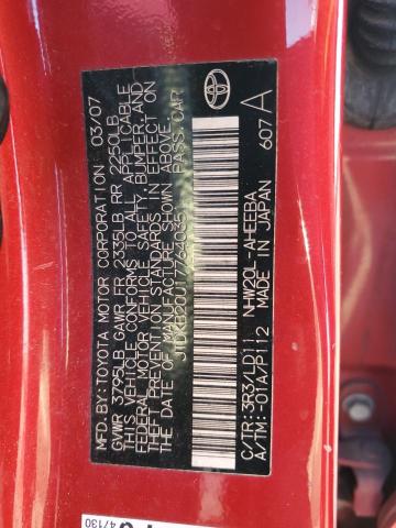 JTDKB20U177640351 - 2007 TOYOTA PRIUS RED photo 12