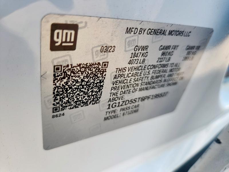 1G1ZD5ST6PF195537 - 2023 CHEVROLET MALIBU LT WHITE photo 12