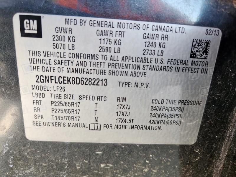 2GNFLCEK8D6282213 - 2013 CHEVROLET EQUINOX LS GRAY photo 13