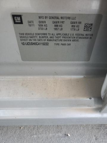 1G1JC5SH6C4119222 - 2012 CHEVROLET SONIC LT 银色 照片 12