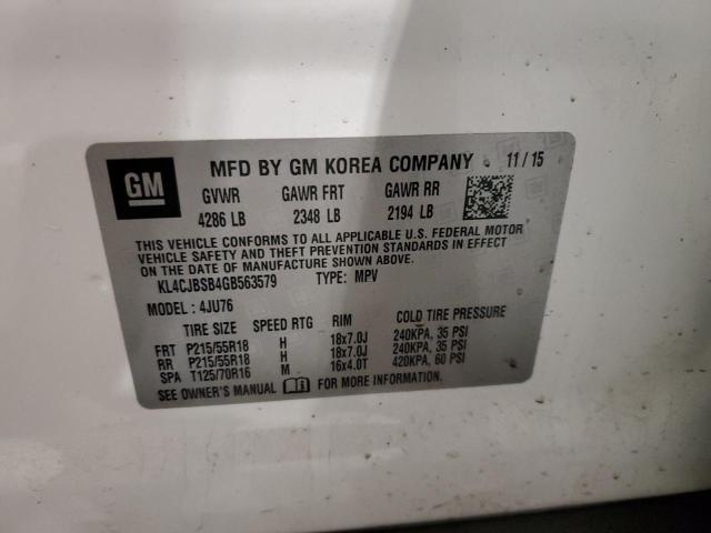 KL4CJBSB4GB563579 - 2016 BUICK ENCORE CONVENIENCE 白色 照片 12