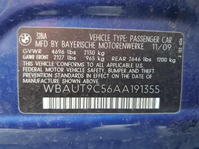 WBAUT9C56AA191355 - 2010 BMW 328 I BLUE photo 13