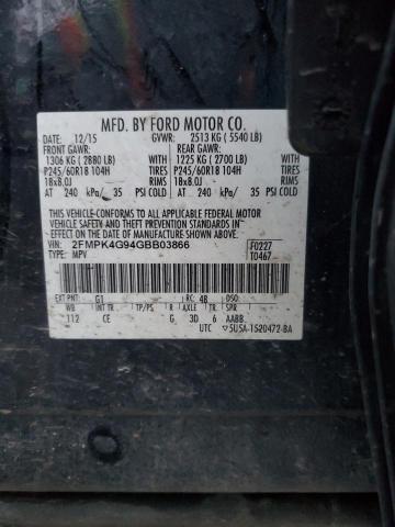 2FMPK4G94GBB03866 - 2016 FORD EDGE SE BLACK photo 12