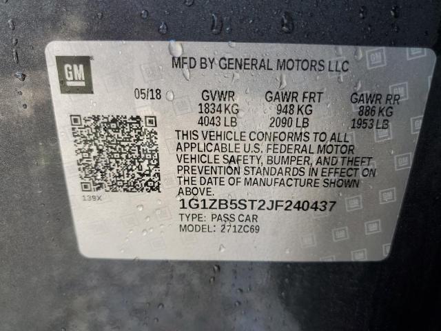 1G1ZB5ST2JF240437 - 2018 CHEVROLET MALIBU LS CHARCOAL photo 13