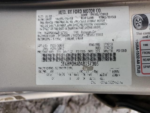 3FAHP0HA0AR157305 - 2010 FORD FUSION SE SILVER photo 12