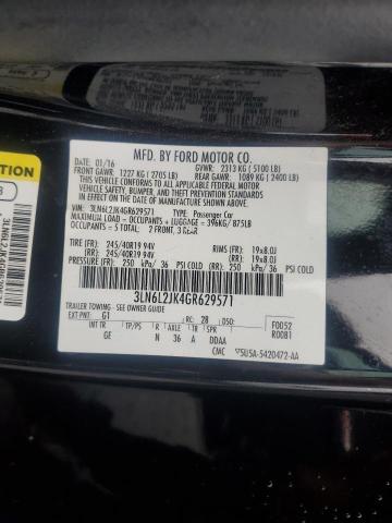 3LN6L2JK4GR629571 - 2016 LINCOLN MKZ BLACK photo 12