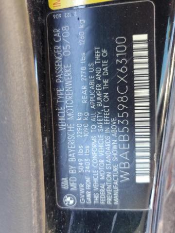 WBAEB53598CX63100 - 2008 BMW 650 I BLACK photo 12