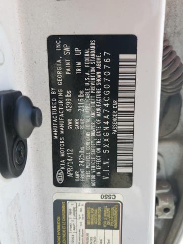 5XXGN4A74CG070767 - 2012 KIA OPTIMA EX WHITE photo 12