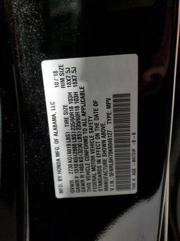 5FNRL6H70KB046127 - 2019 HONDA ODYSSEY EXL Negro foto 13