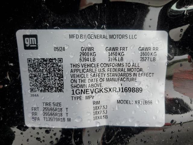 1GNEVGKSXRJ169889 - 2024 CHEVROLET TRAVERSE LT 黑色 照片 13