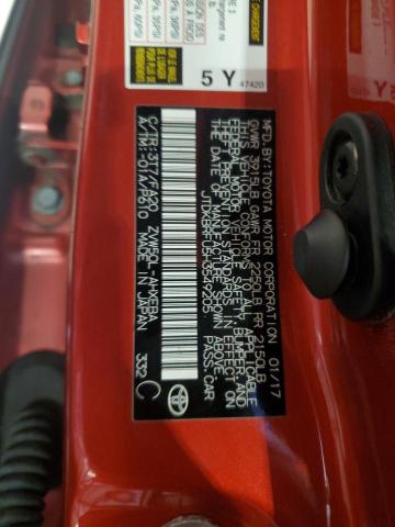 JTDKBRFU5H3549205 - 2017 TOYOTA PRIUS أحمر صورة 12