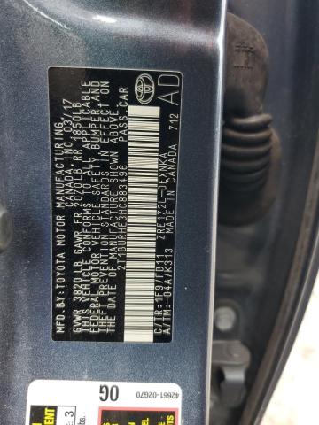 2T1BURHE3HC883496 - 2017 TOYOTA COROLLA L GRAY photo 12