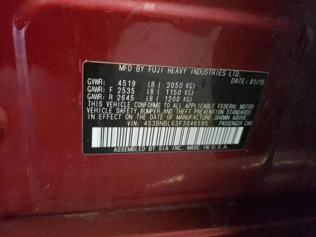 4S3BNBL63F3046595 - 2015 SUBARU LEGACY 2.5I LIMITED RED photo 12