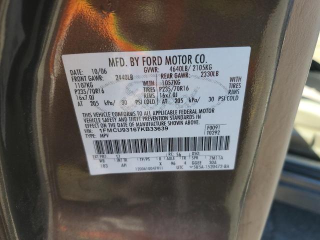 1FMCU93167KB33639 - 2007 FORD ESCAPE XLT GRAY photo 13