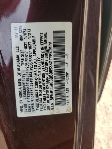 5FNRL5H68BB069382 - 2011 HONDA ODYSSEY EXL Марун фото 13