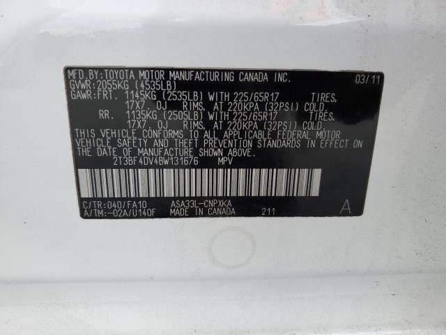 2T3BF4DV4BW131676 - 2011 TOYOTA RAV4 白色 照片 12