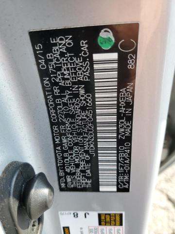 JTDKN3DU2F0451660 - 2015 TOYOTA PRIUS SILVER photo 12