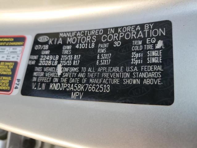 KNDJP3A58K7662513 - 2019 KIA SOUL + SILVER photo 13