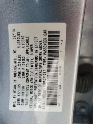 1HGCR2F70HA071287 - 2017 HONDA ACCORD EX SILVER photo 13