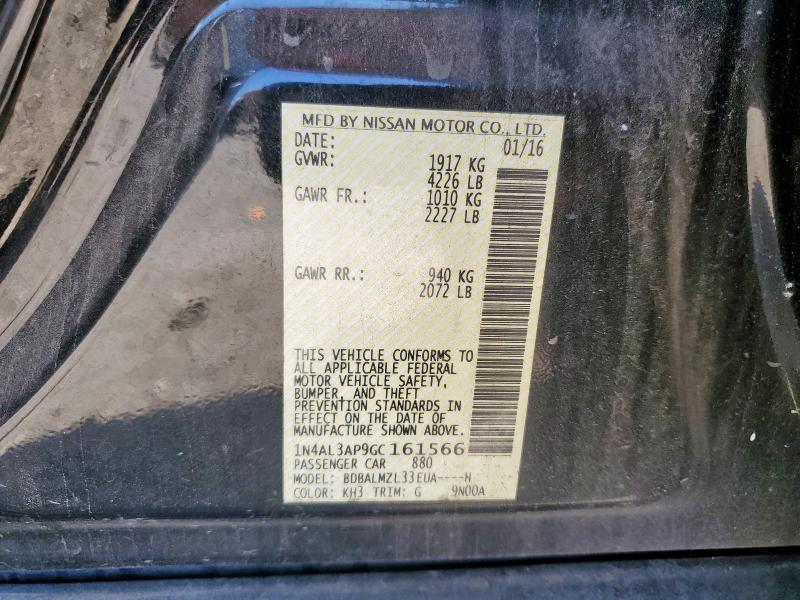 1N4AL3AP9GC161566 - 2016 NISSAN ALTIMA 2.5 أسود صورة 13