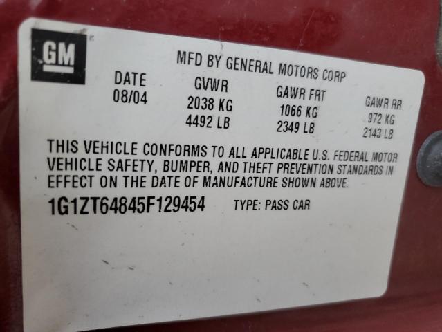 1G1ZT64845F129454 - 2005 CHEVROLET MALIBU MAXX LS 勃艮第红 照片 12