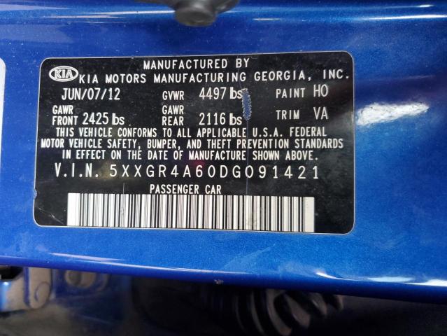 5XXGR4A60DG091421 - 2013 KIA OPTIMA SX BLUE photo 12