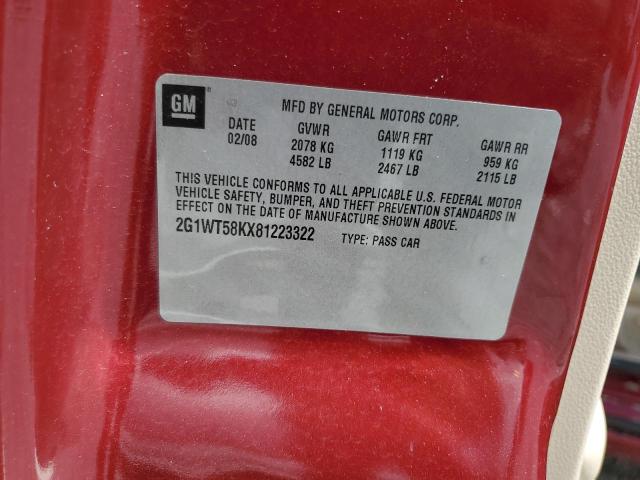 2G1WT58KX81223322 - 2008 CHEVROLET IMPALA LT 红色 照片 13