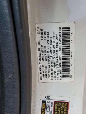 1HGCT2B80FA005139 - 2015 HONDA ACCORD EXL თეთრი ფოტო 12
