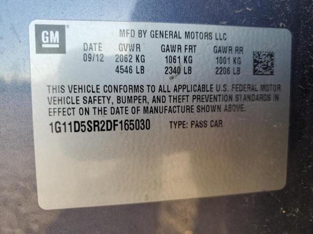 1G11D5SR2DF165030 - 2013 CHEVROLET MALIBU 1LT Көк фото 12