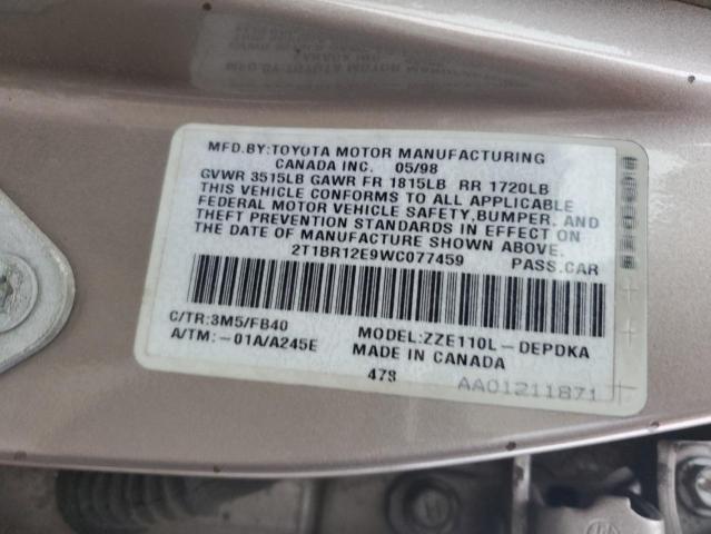 2T1BR12E9WC077459 - 1998 TOYOTA COROLLA VE SILVER photo 12