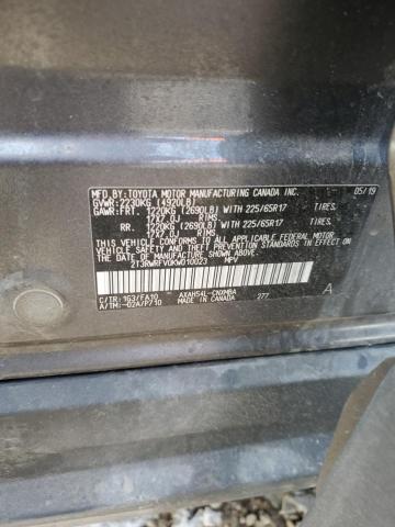 2T3RWRFV0KW010023 - 2019 TOYOTA RAV4 XLE CHARCOAL photo 13