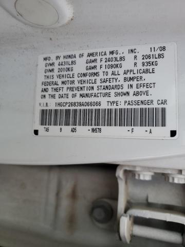 1HGCP26839A066066 - 2009 HONDA ACCORD EXL WHITE photo 13