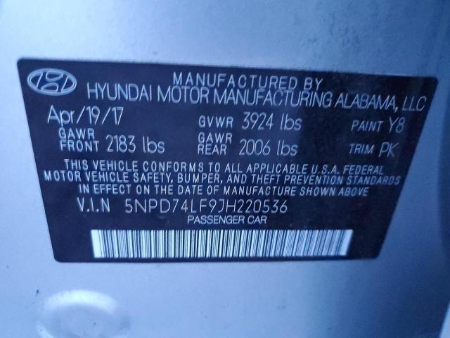 5NPD74LF9JH220536 - 2018 HYUNDAI ELANTRA SE SILVER photo 12