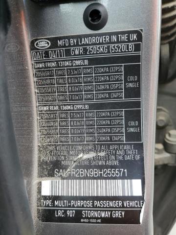 SALFR2BN9BH255571 - 2011 LAND ROVER LR2 HSE ნაცრისფერი ფოტო 12