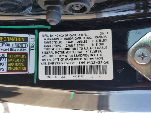 2HGFG3B85EH523822 - 2014 HONDA CIVIC EX BLACK photo 12