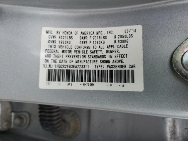1HGCR2F83EA223311 - 2014 HONDA ACCORD EXL SILVER photo 12