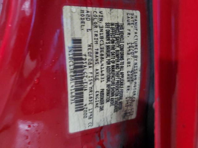 3N1BC13E88L416831 - 2008 NISSAN VERSA S RED photo 12