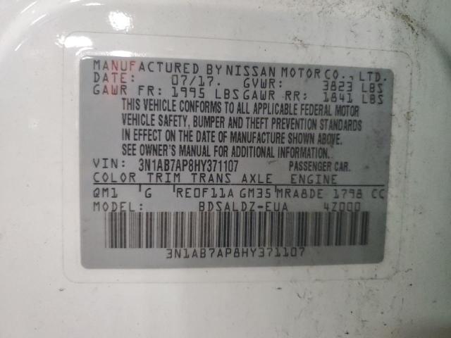 3N1AB7AP8HY371107 - 2017 NISSAN SENTRA S Blanc photo 13