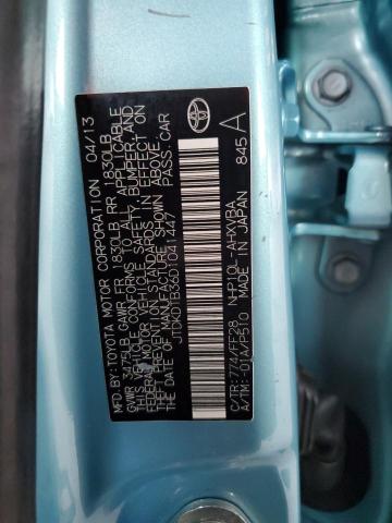 JTDKDTB36D1041447 - 2013 TOYOTA PRIUS C Turkusowy zdjęcie 12