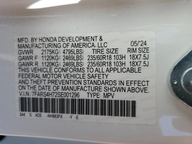 7FARS4H72SE001296 - 2025 HONDA CR-V EXL WHITE photo 13