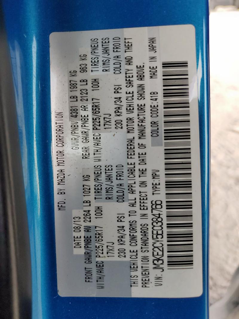 JM3KE2CY5E0384766 - 2014 MAZDA CX-5 TOURING BLUE photo 14